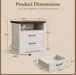 Modern Farmhouse Nightstand with Built-In Outlets