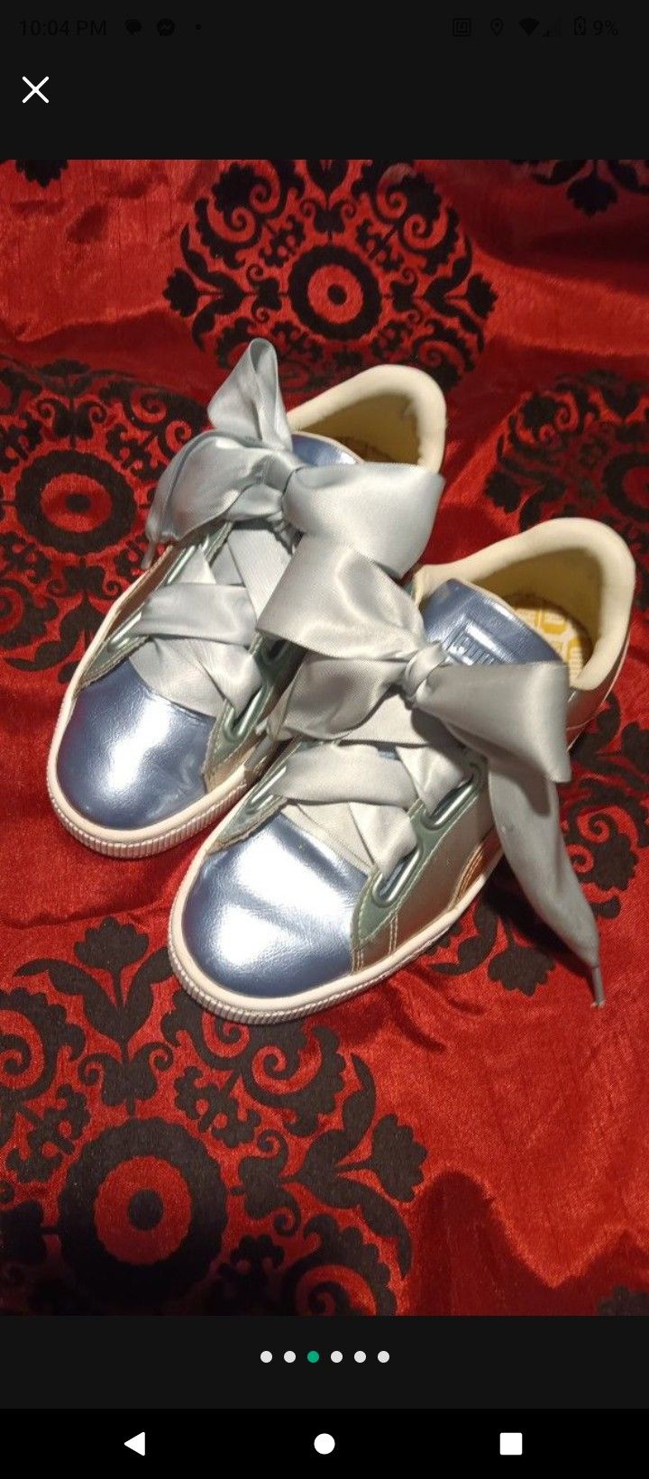 Puma Beautiful Sz 7 Irredescent Bow laced Heart Basket Style Sneakers