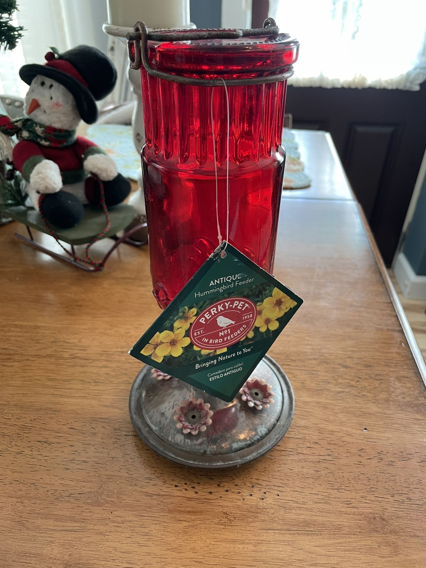 Antique Bottle Hummingbird Feeder