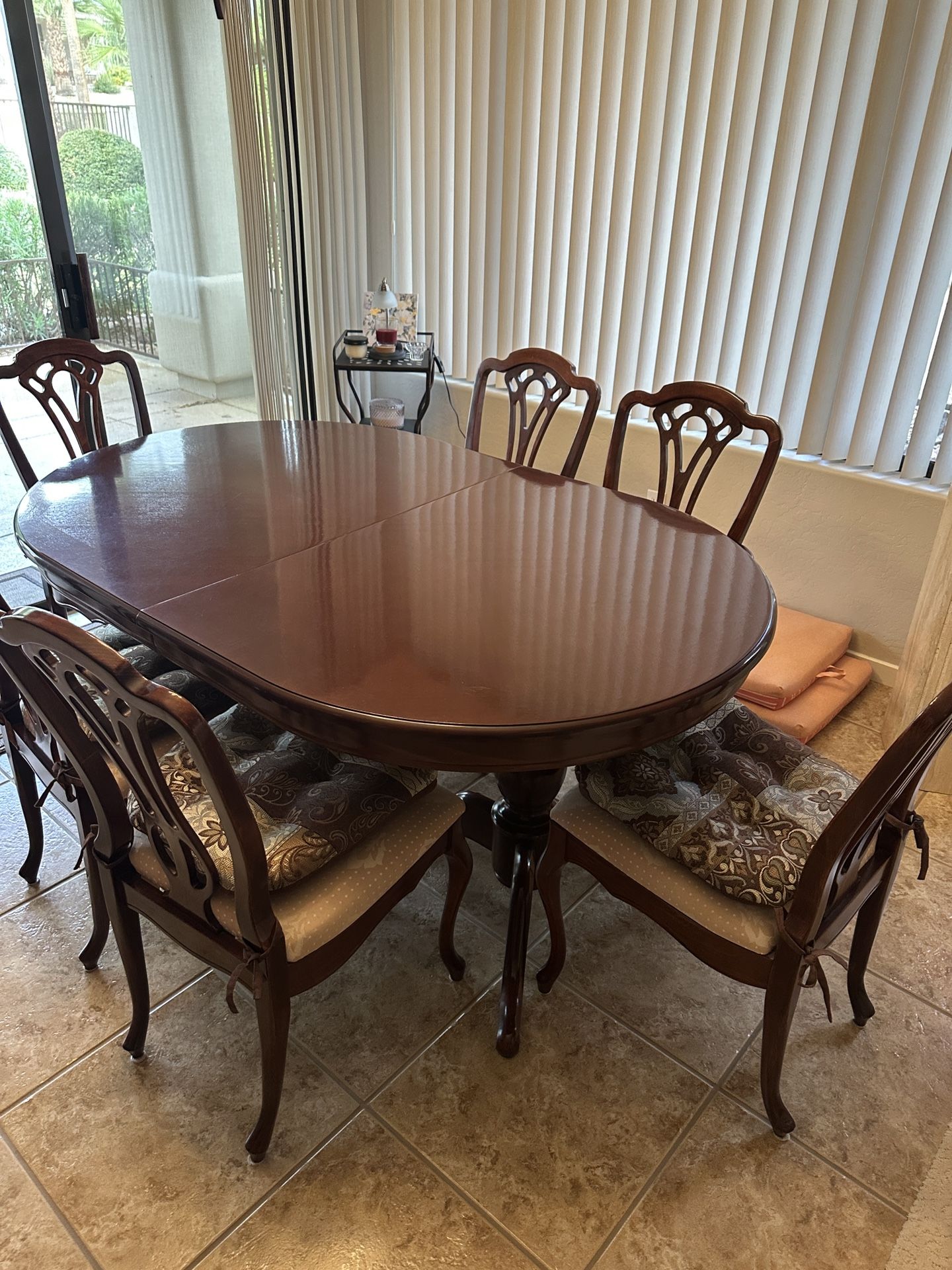 Solid cherry Wood Table 6 Chairs 
