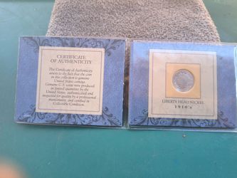 1910s Liberty Head Nickel with Certificate of Authenticity