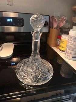 Vintage Solid Crystal Ship Decanter