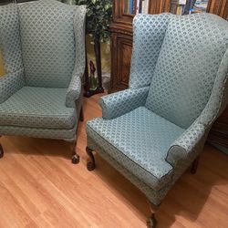 Pair of Imperial Queen Anne Style Wingback Armchair