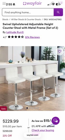 Stool white , swivel brand new in box , set of 2