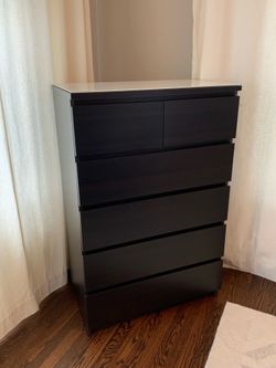 IKEA MALM 6-Drawer Dresser - Black-Brown - Excellent Condition