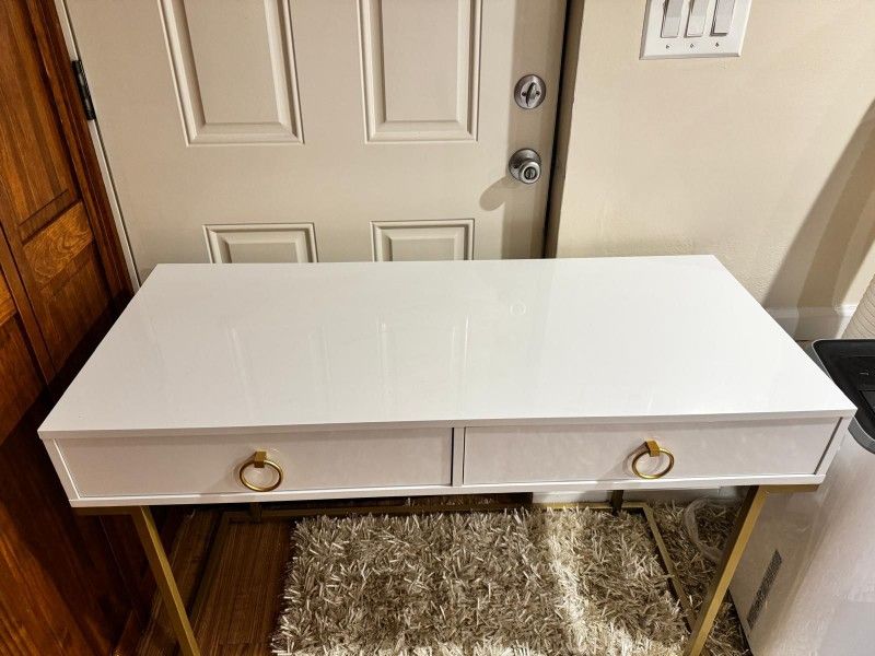 Modern Desk with Gold Legs + Free Chair