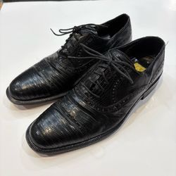 Men's 8 Vintage Forli Genuine Teju Lizard Shoes Wingtip Brogue Italy