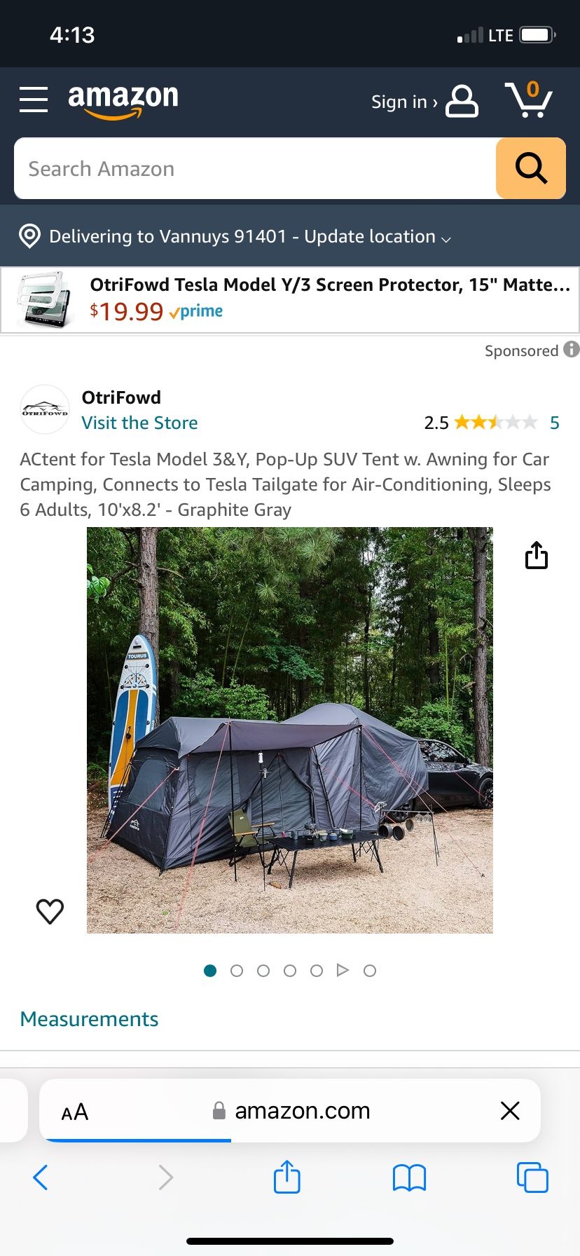 ACtent for Tesla Model 3&Y, Pop-Up SUV Tent w. Awning for Car Camping, Connects to Tesla Tailgate for Air-Conditioning, Sleeps 6 Adults, 10'x8.2'