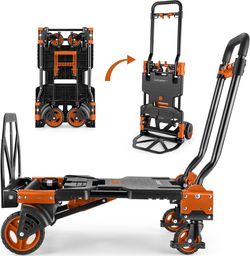 330LB Folding Hand Truck Heavy Duty Carrying, Combination of Four Wheels and Two Wheels Convertible Dolly Cart with Retractable Handle Dolly for Movin