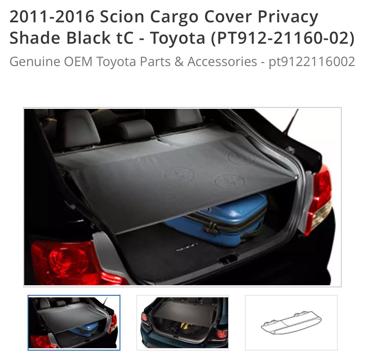 2011 - 2016 Scion Tc Cargo Cover
