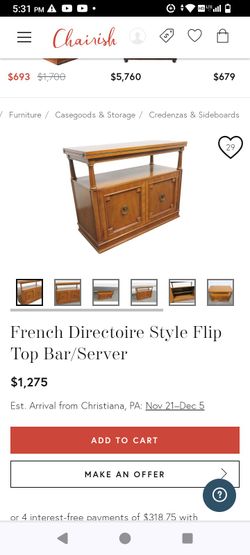 French Directories Style Flip Top Bar/Server