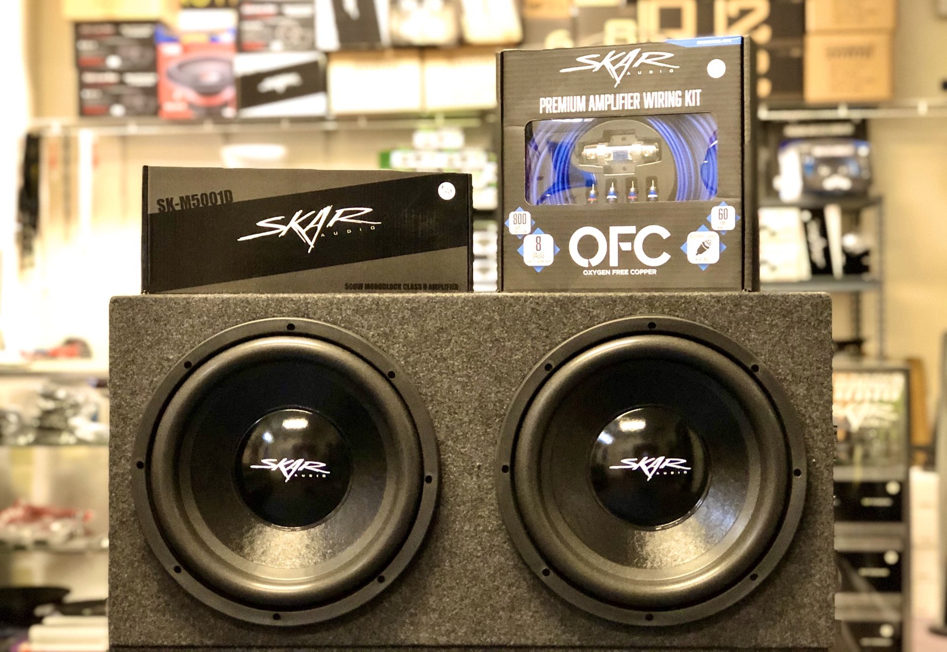 Skar subs, box, amp & wire kit deal!