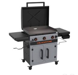 NEW! Blackstone Bronco Outdoor Griddle, 28 Inch XL 3-Burner Flat Top Grill with Cabinet, Gray