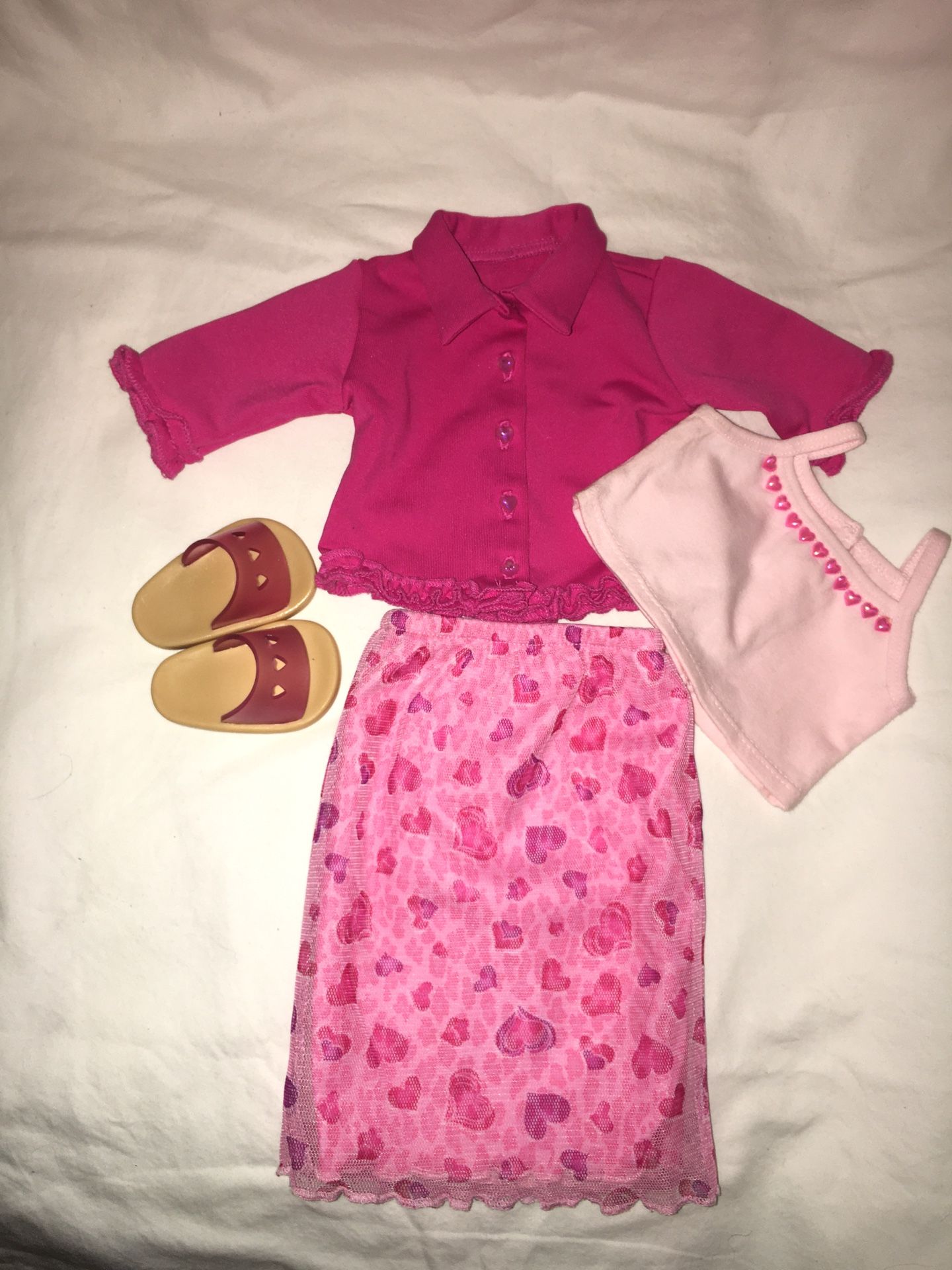 American Girl Doll Pink Heart Valentine Outfit