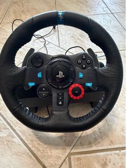 PlayStation Logitech wheel, shifter, and pedals