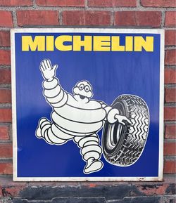 Antique Vintage Michelin Sign Old Man Cave Mid Century Modern porcelain