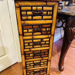 Wooden Bamboo Side Table Drawers Dresser