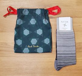 NEW WITH TAG + BRANDED BAG Paul Smith Black and Grey Gradient Striped Socks MADE IN ITALY