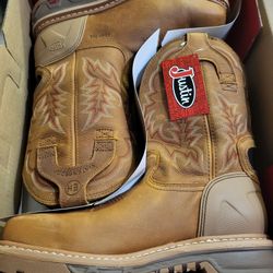JUSTIN MONTANA PULL UP WORK BOOTS SIZE 10 D MEN'S 
