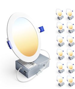 NEW Ensenior 12-Pack 6” LED Recessed Lights – 5CCT Dimmable – 1200LM – Canless
