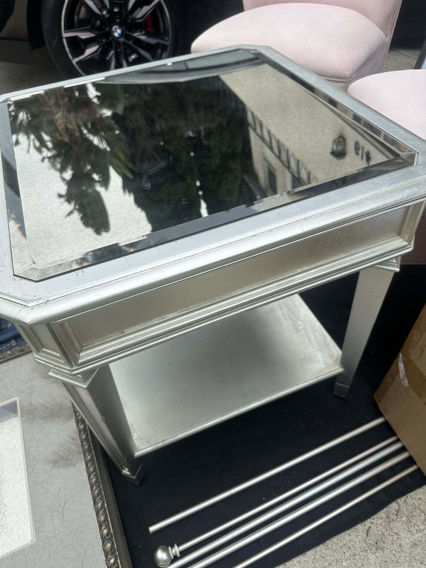 Z Gallerie Light Gold Glass End  Table 