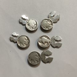 Antique Button Covers With Genuine Buffalo Nickel Coins