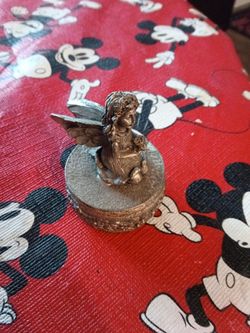 Vintage  Pewter Angel Fairy Trinket Box