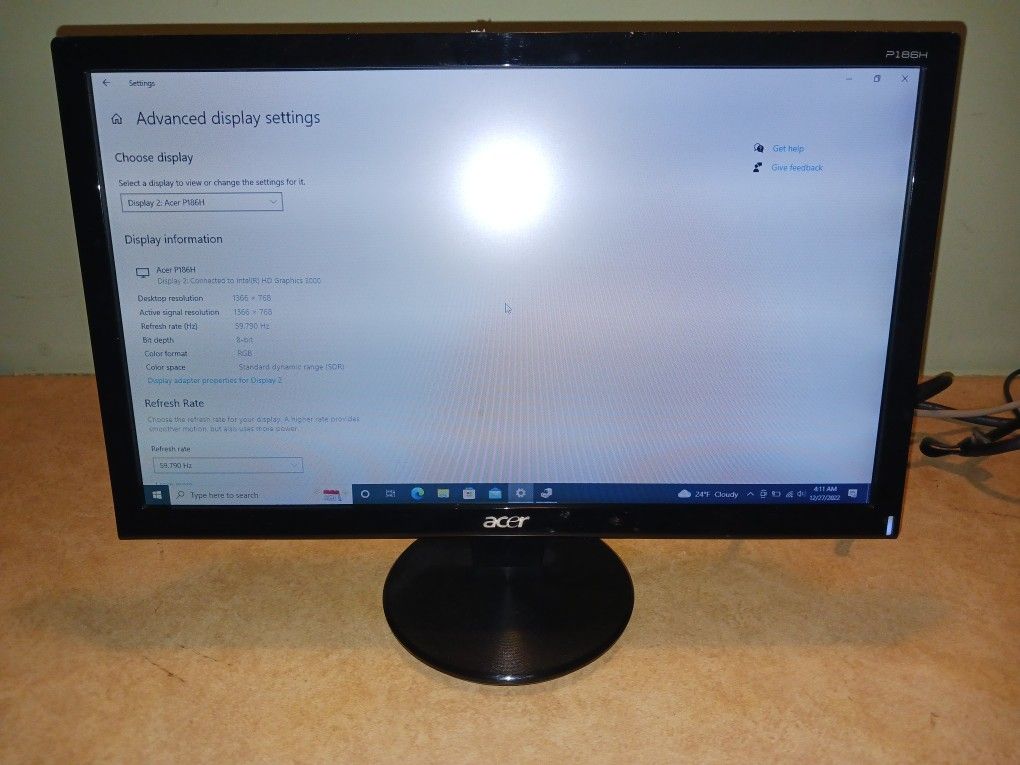 Acer P186H 18.5" Widescreen LCD Monitor – Great Condition