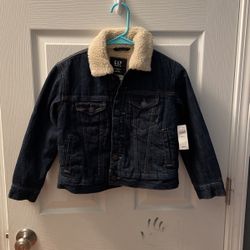 Gap Kids Denim Jacket Sherpa Lined Small New