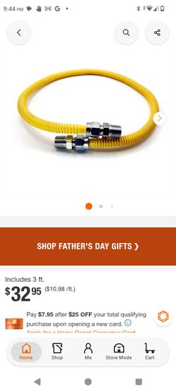 1/2 in. MIP x 1/2 in. MIP x 36 in. Gas Connector (1/2 in. OD) (71,100 BTU)