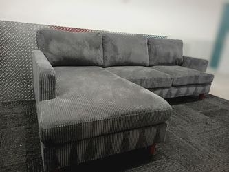 Free Delivery Today! Steam Cleaned! Popular Corduroy sectional sofa . No rips or stains. Pet free couch