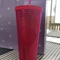 New Rare Starbucks 2019 Holiday Studded Tumbler Neon Pink NWT