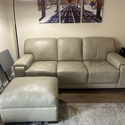 Leather Sofa and Ottoman