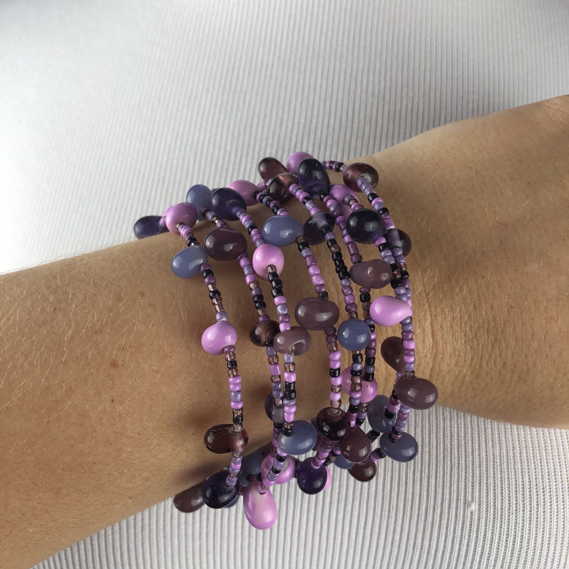 Purple Beaded Wrap Bracelet