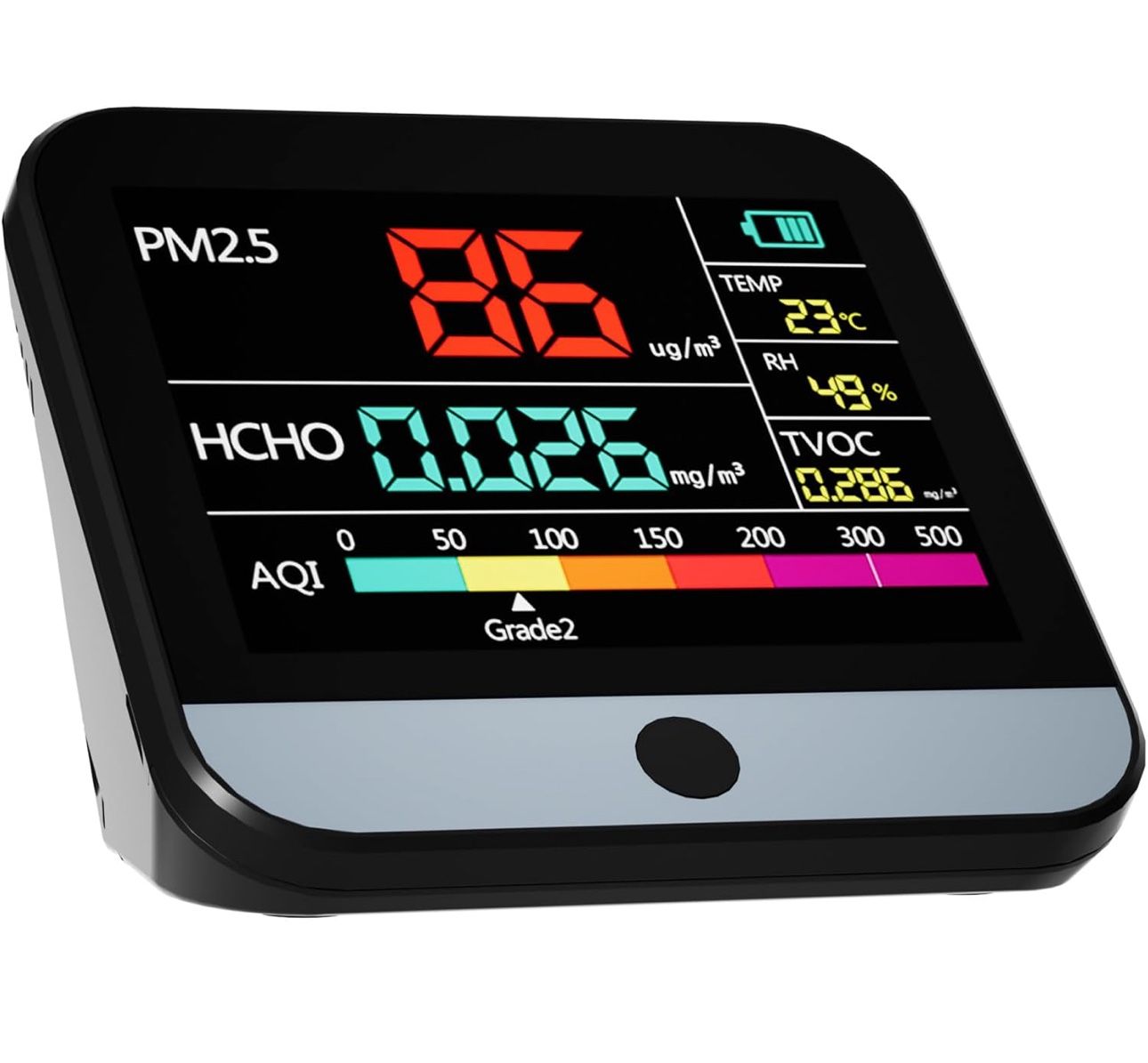 8-in-1 Indoor Air Quality Monitor, Detects PM2.5, PM10, PM1,AQI,TVOC, White