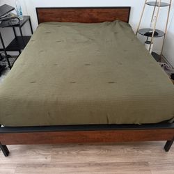 Queen Metal and Wood Platform Bed Frame 