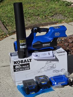 Brand New KOBALT 80v 630-CFM 140-MPH Cordless Battery Handheld Leaf Blower with (2) 2.5-Ah Batteries and Charger Included