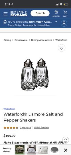 Waterford salt and pepper shakers