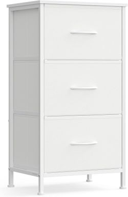 Dresser for Bedroom, Small Dresser with 3 Fabric Drawers Chest of Drawers with Steel Frame, for Closet & Entryway, Cloud White and Snow White, BELLAH 
