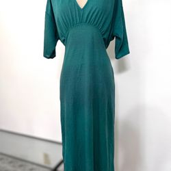 Zara Emerald Green Rustic Flowy Dress Size Small