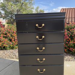Beautiful Solid Wood!!  Black 5-Drawer Tall Dresser (Read Description)