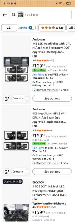 Auxbeam 4X6 Headlights 4PCS With DRL Hi/Lo Beam Dot Approved Replacement H4651 H4652 H4656 H4666 H6545 Headlight Compatible with Kenworth T400 T600 T8