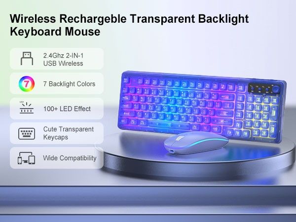 new Wireless Blue Light Up Keyboard and Mouse