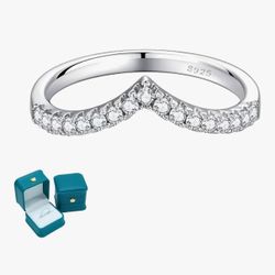 S925 Sterling Silver 6 Prong Solitaire Moissanite Promise Rings (Size 6)