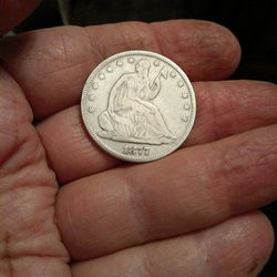 Rare, Vintage 1877 Sitting Liberty Half Dollar Coin