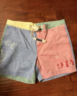 Polo Ralph Lauren Prepster 6” Colorblock Paint Splatter Pastel Cotton Shorts