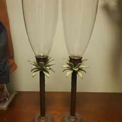 Candle Holders Palm Trees  Hurricane Lamps
