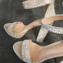 Delicacy Shoes | Delicacy Silver Rhinestone Sandal Stiletto Heel Shoes/Size 7½