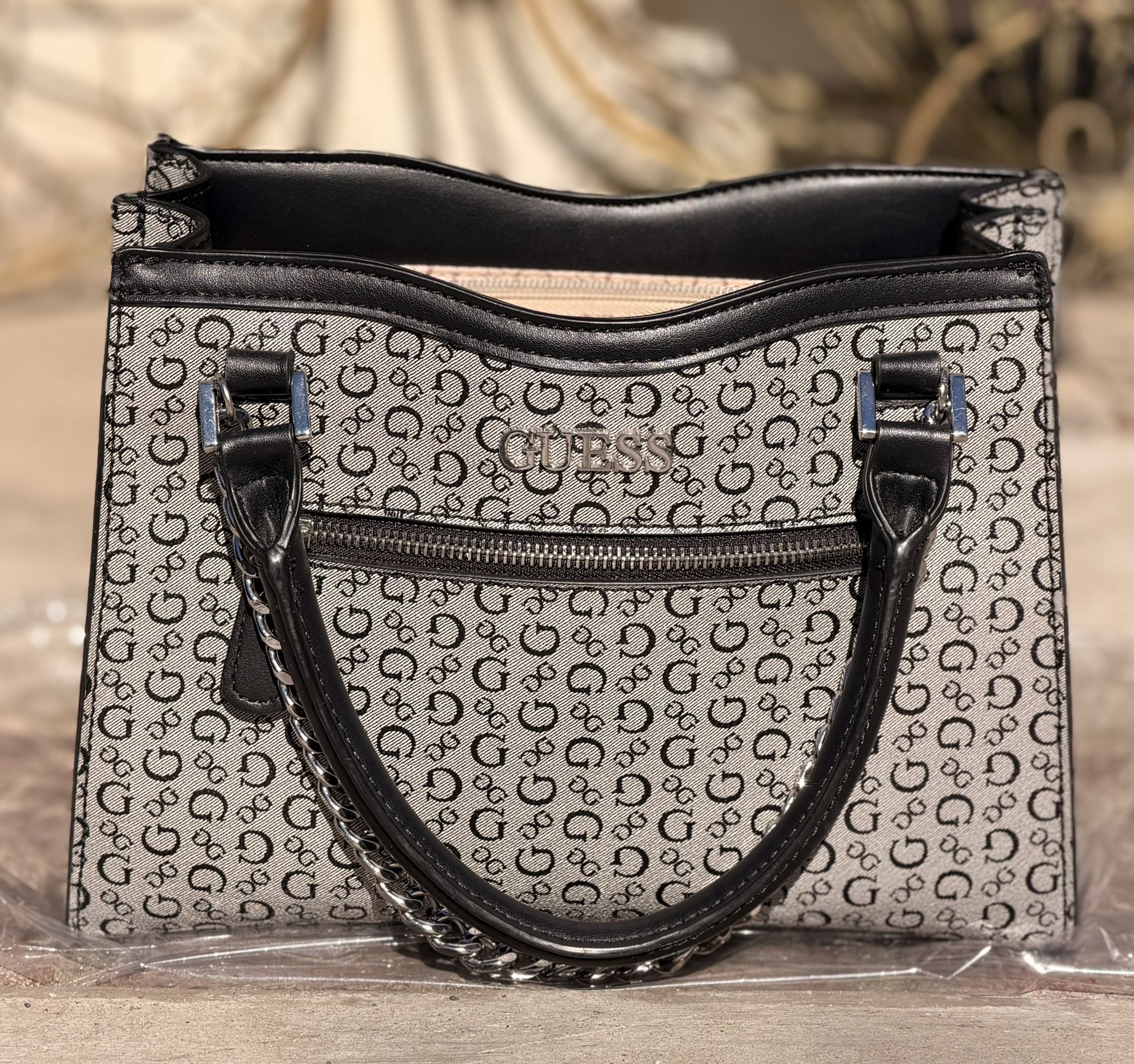 Black and Grey Guess Top-handle satchel