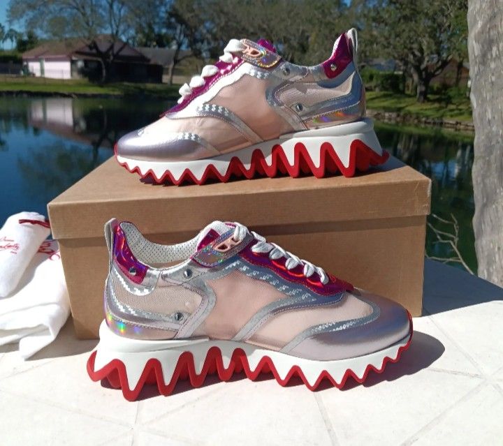 NEW CHRISTIAN LOUBOUTIN SHARKINA DONNA SNEAKERS PINK FUXIA SZ 39